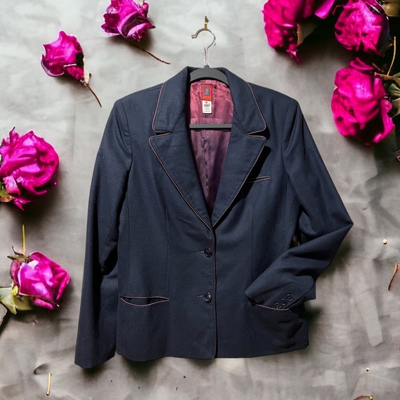 Anne Klein Vintage Ladies sz 12 Navy Wool Blazer - Picture 1 of 11